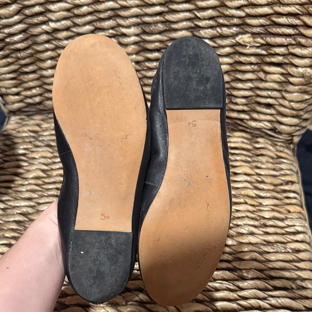 Sam Edelman Black Leather Flats with Bow - Picture 6 of 6
